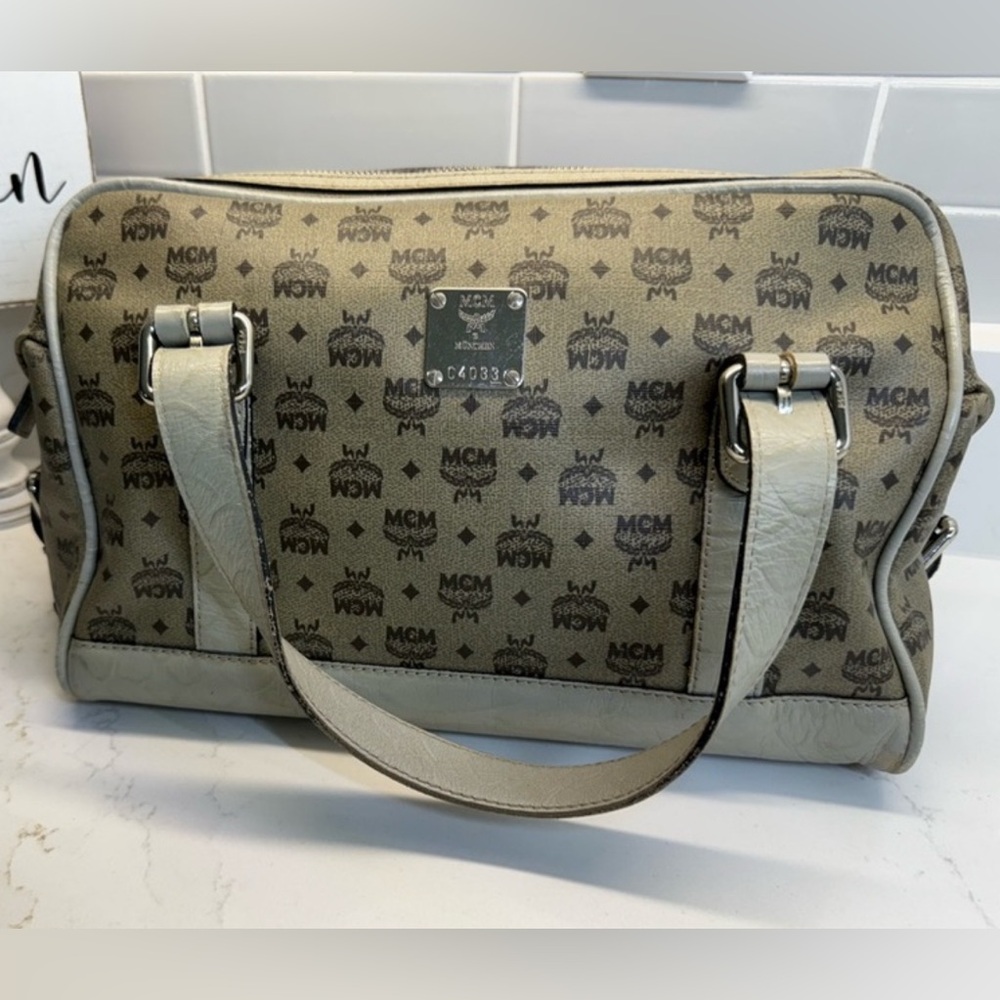 MCM Monogram Cream and Black Bag
